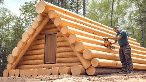 Man Builds Stunning A-Frame Cabin Deep in the Forest | by @bushcraftoutdooradventures3135