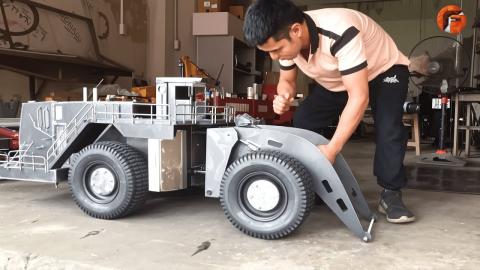 Man Builds RC Wheel Loader Powered by Hydraulic Mechanisms | Start to Finish by @rcactionhomemade