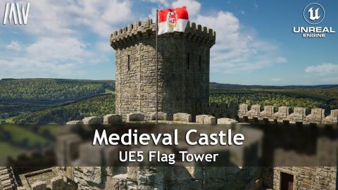 Unreal Engine 5 - MAWI - Medieval Castle - WIP Flag Tower #unrealengine #UE5 #gamedev