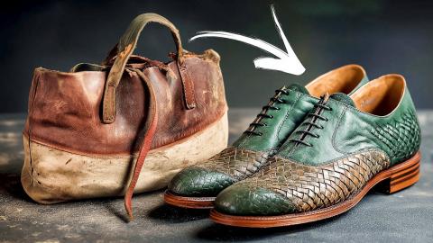 Man Transforms Old Leather Bags into Stylish New Shoes | FULL PROCESS by @lsmaker