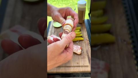 Bacon Wrapped Smoked Pickles with Homemade Ranch #pickles #foodie #recipes #ranch