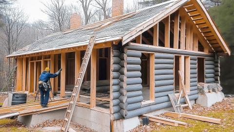 Family Transforms Abandoned Log House into Dream Home | Start to Finish by @homesteadingdays