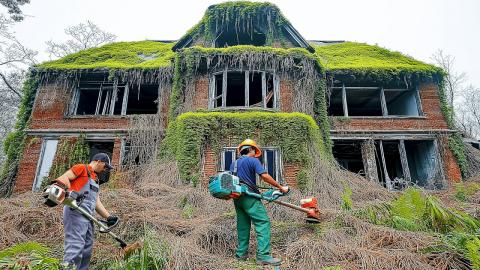 Men Clean $3 Million Abandoned Mansion | From Jungle to Paradise by @CleanupRelax