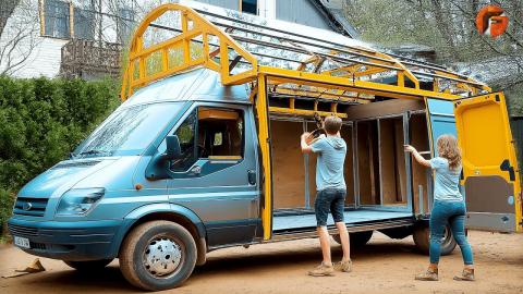 Couple Builds Mobile Home for $7000 | Start to Finish Conversion by @annaandjean