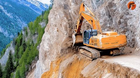 Skillful Excavator Operators are Building Roads on a Steep Mountain ▶3