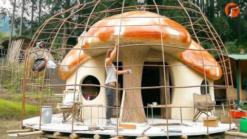Woman Constructs Giant Mushroom Shaped House | Full Build Journey by @lythihuong1991
