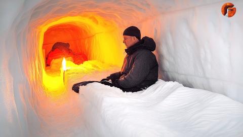 Man Digs Hole in the Snow and Turns It into Secret Dugout Shelter | Start to Finish Build